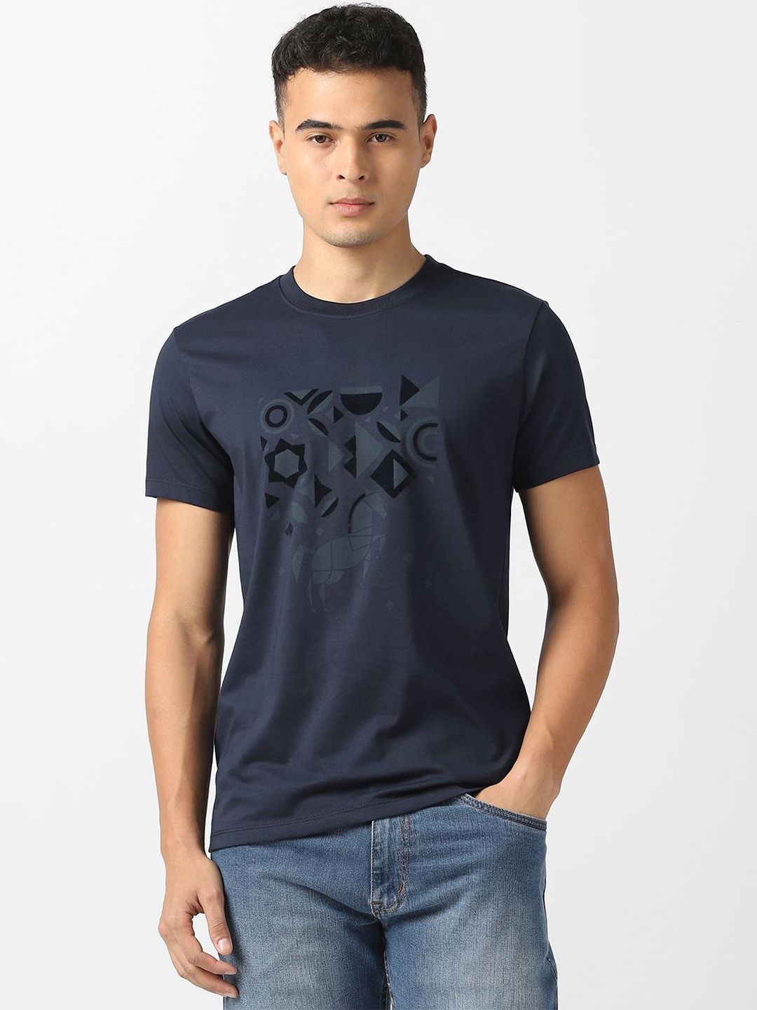VAN HEUSEN DENIM LABS Men Geometric Printed Round Neck Cotton T-shirt-picture-42