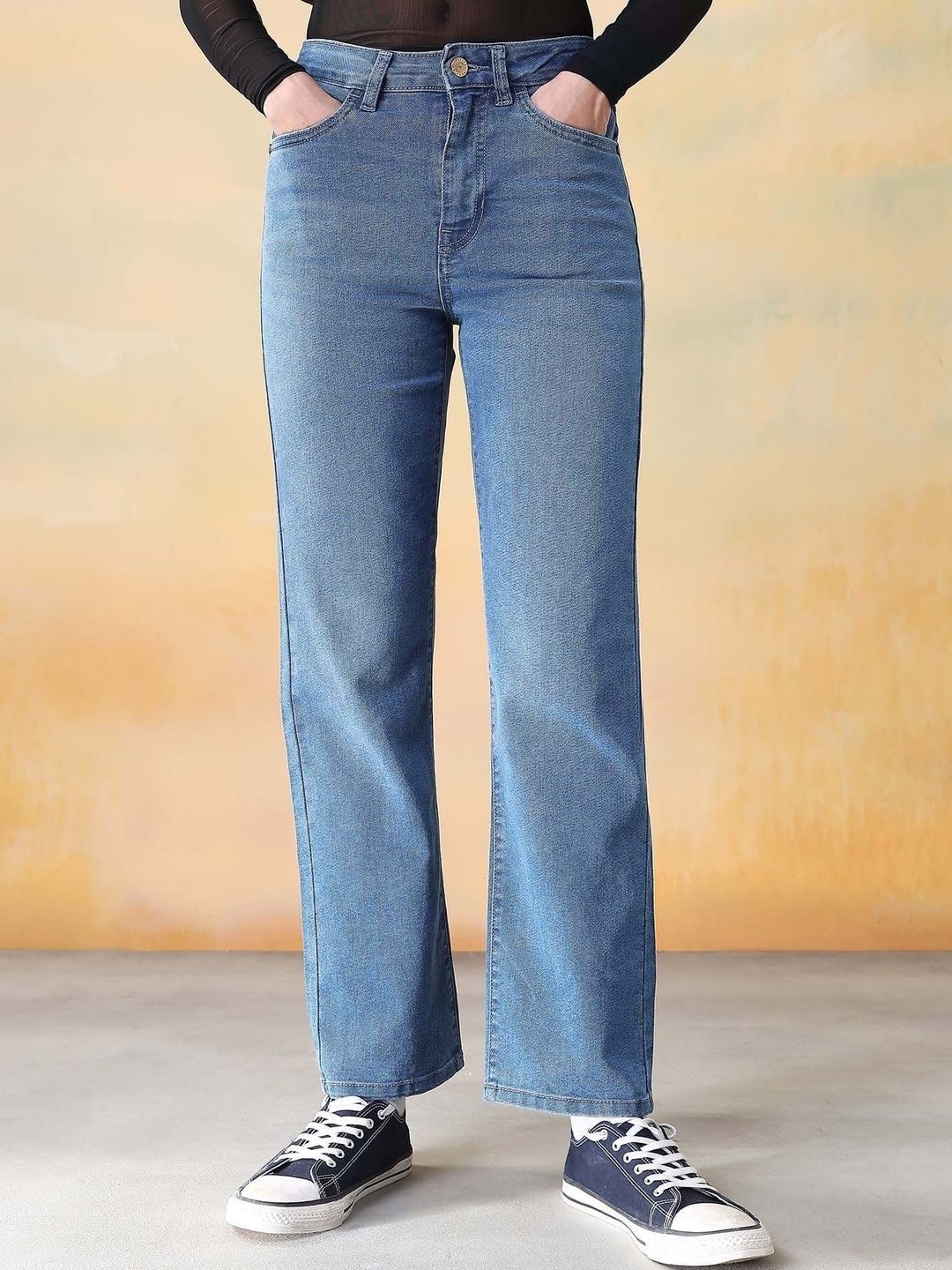 Flying Machine Women Straight Fit High-Rise Stretchable Jeans-picture-16