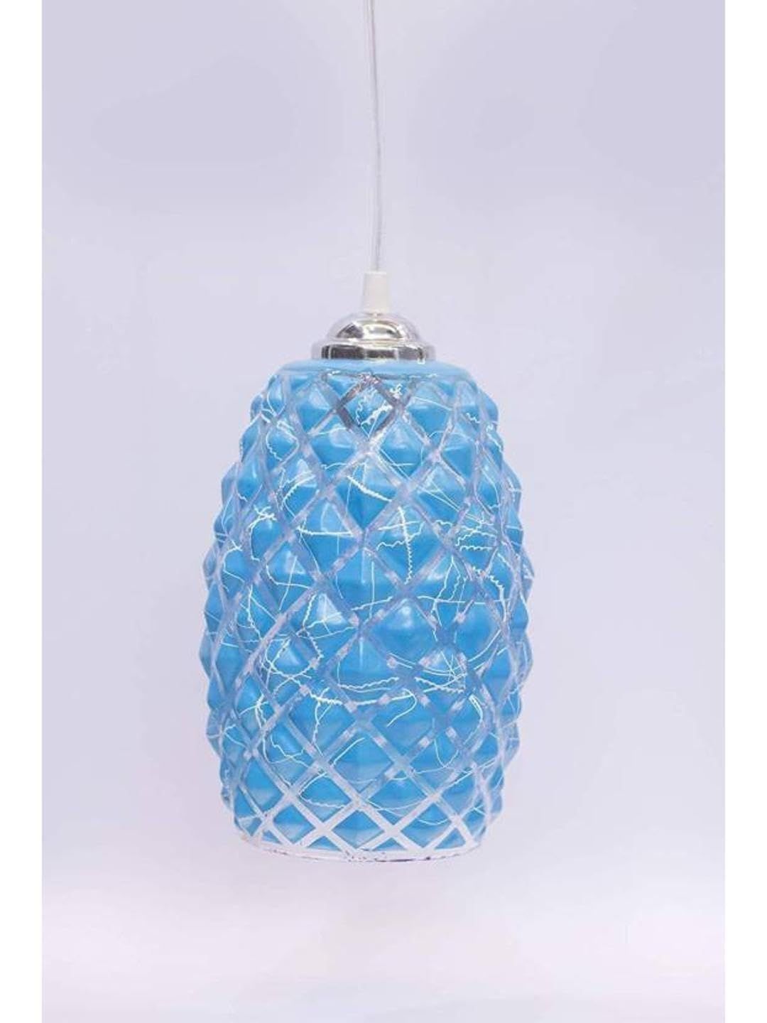 1ST TIME Blue & White Textured Bell Shaped Hanging Ceiling Lamp-image-18