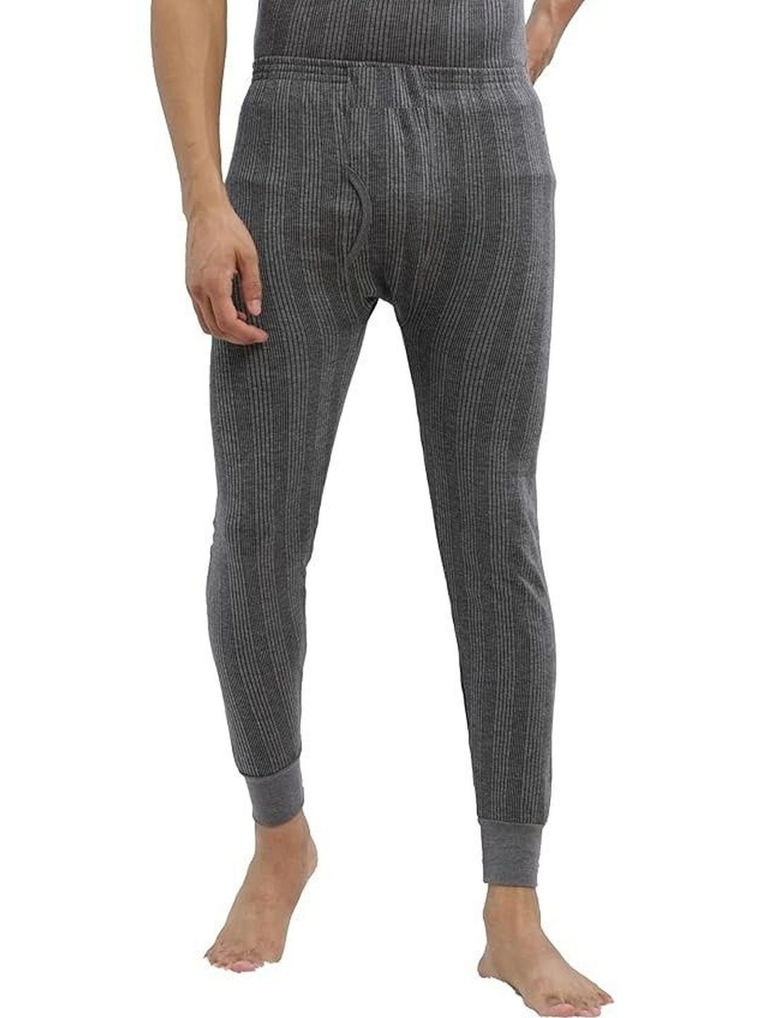 UNDERLOOP Men Striped Mid-Rise Thermal Bottoms-picture-34