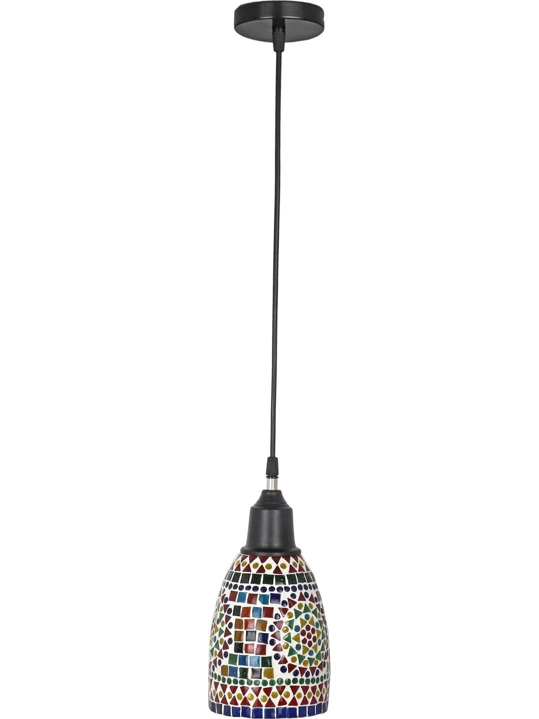 1ST TIME White & Red Textured Bell Shaped Hanging Ceiling Lamp-picture-38