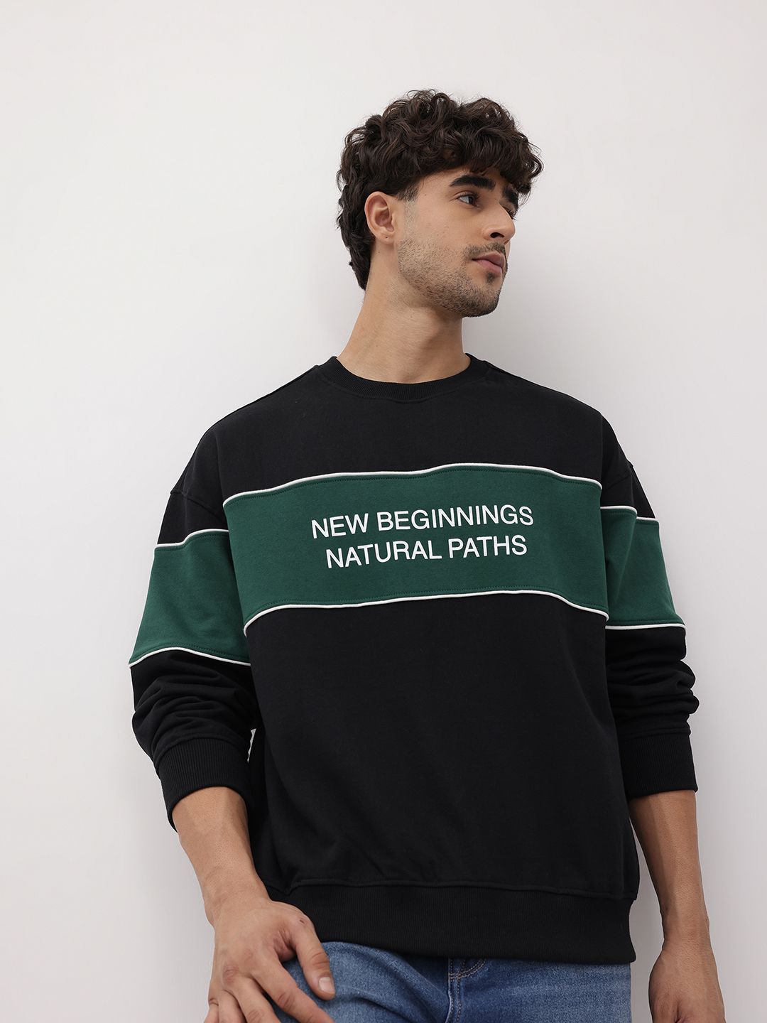 The Roadster Life Co. Typography Printed Colourblocked Sweatshirt-picture-10