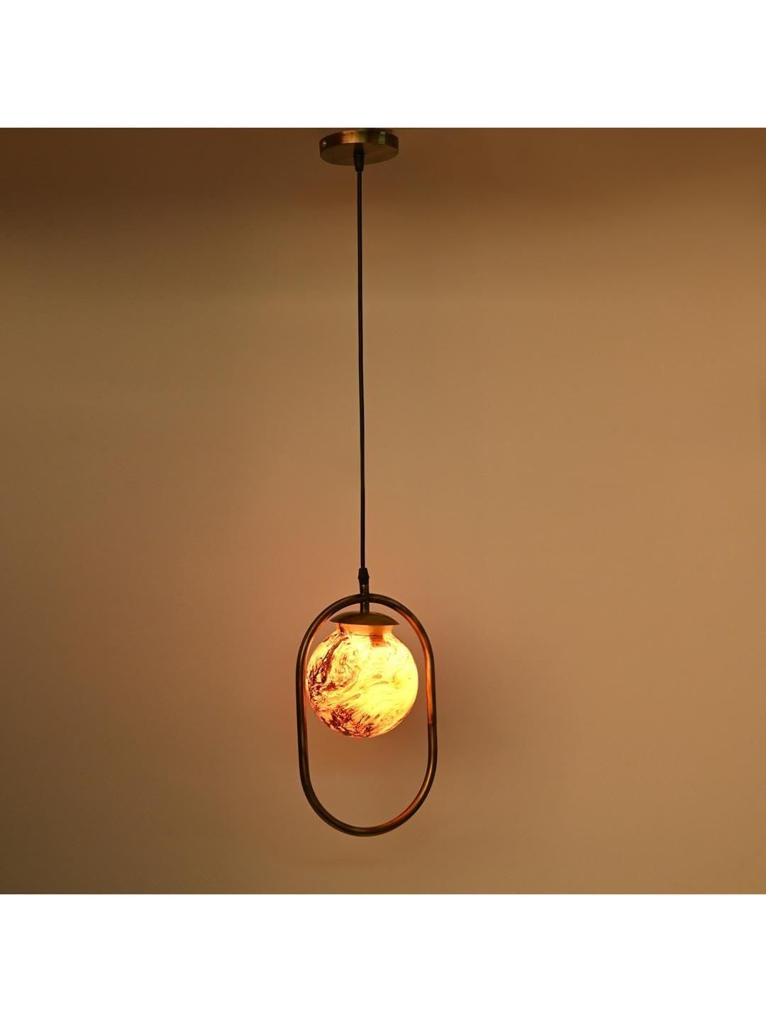 1ST TIME Brown & Gold-Toned Printed Ceiling Lamp-picture-21