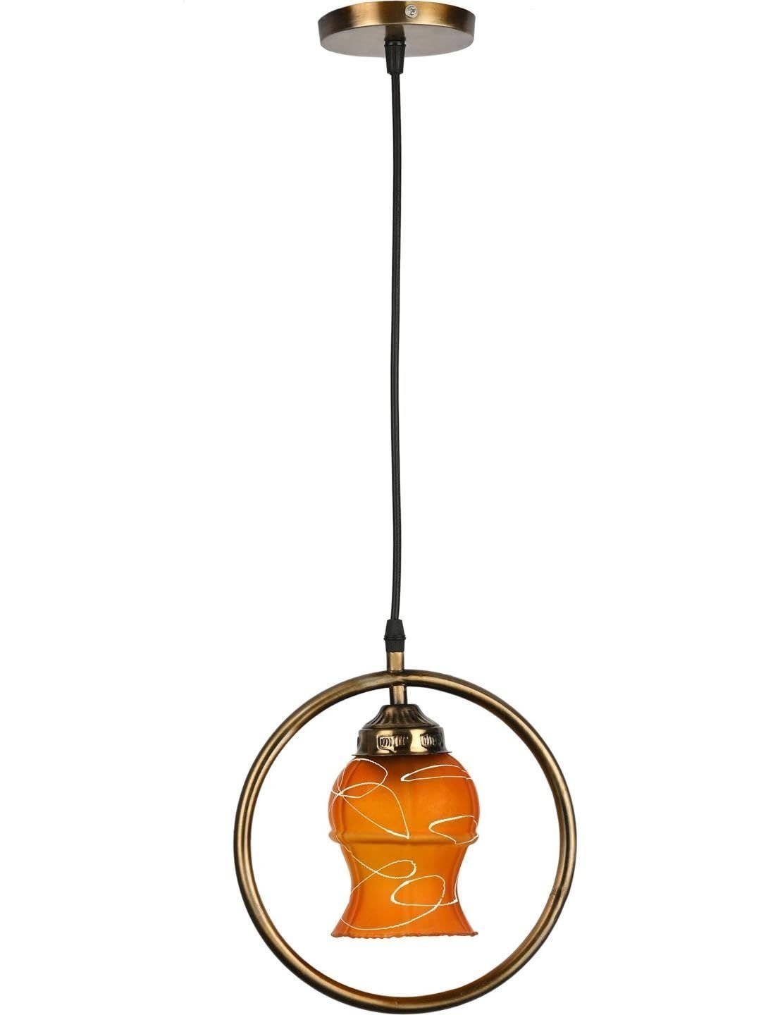 1ST TIME Yellow & White Printed Bell Shaped Hanging Ceiling Lamp-image-41