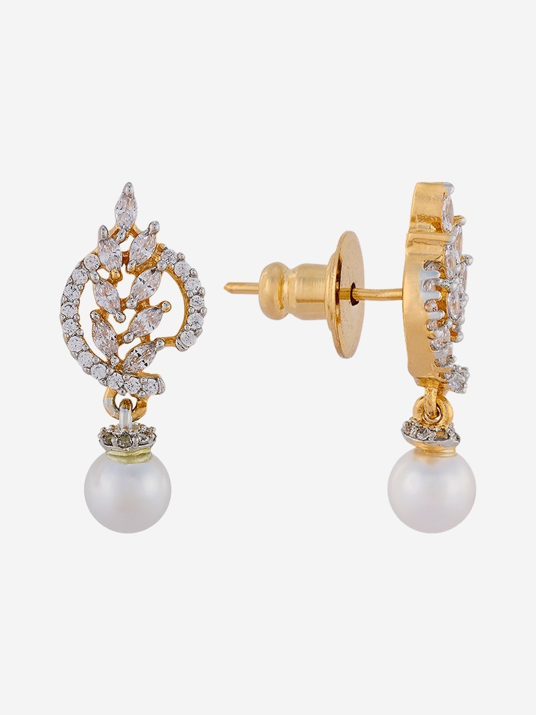 Kushal's Fashion Jewellery Gold-Plated Classic Zircon Studded Studs-picture-26