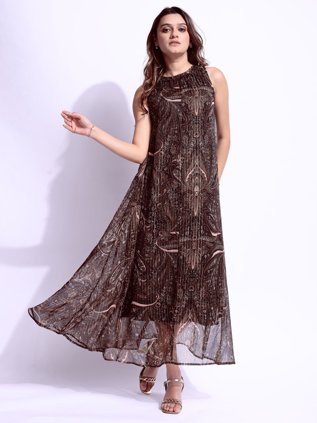 all about you Print Chiffon A-Line Maxi Dress-image-36