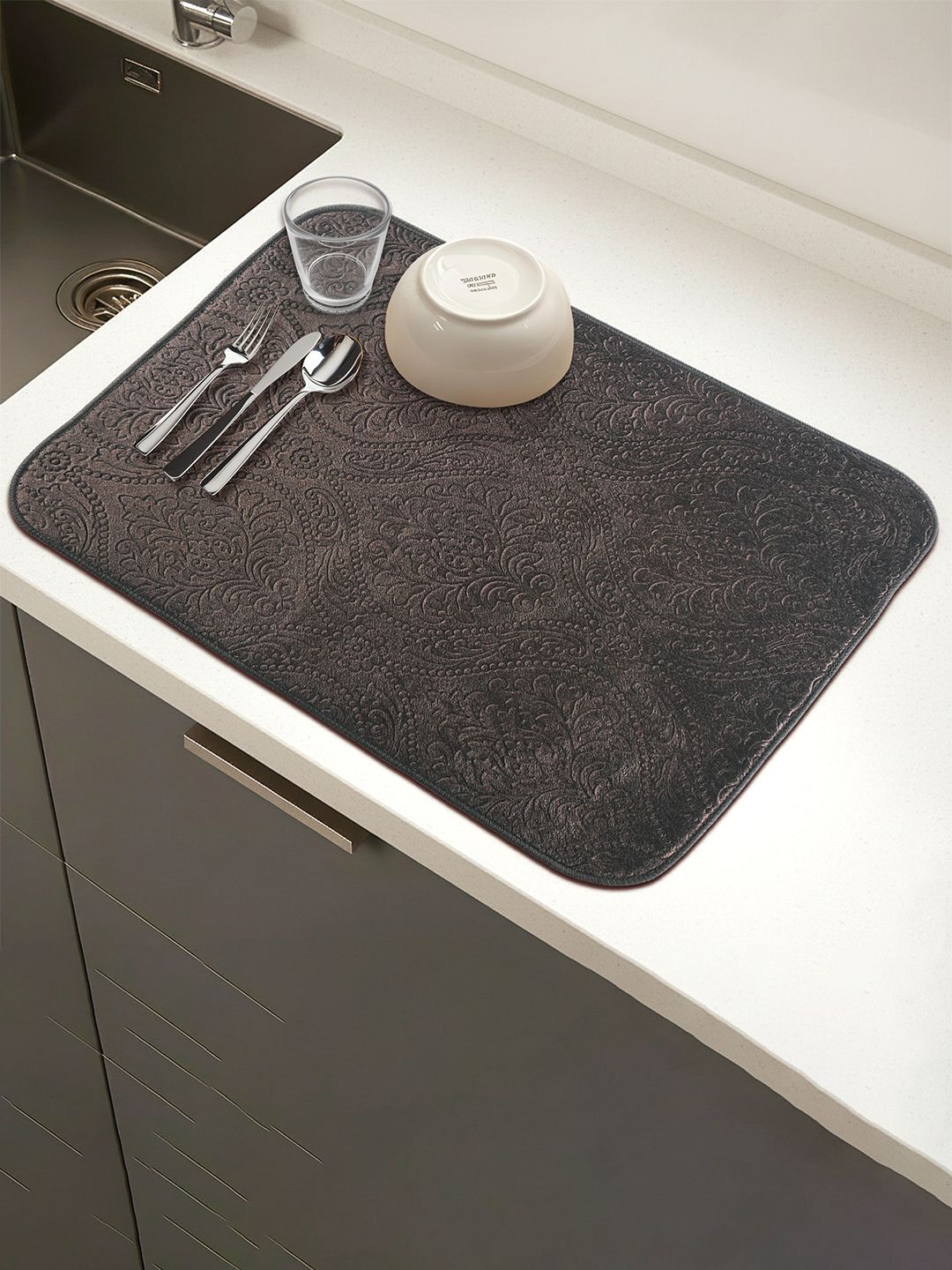Kuber Industries Brown Self-Designed Water Absorbent Anti-Skid Dish Drying Kitchen Mat-image-8