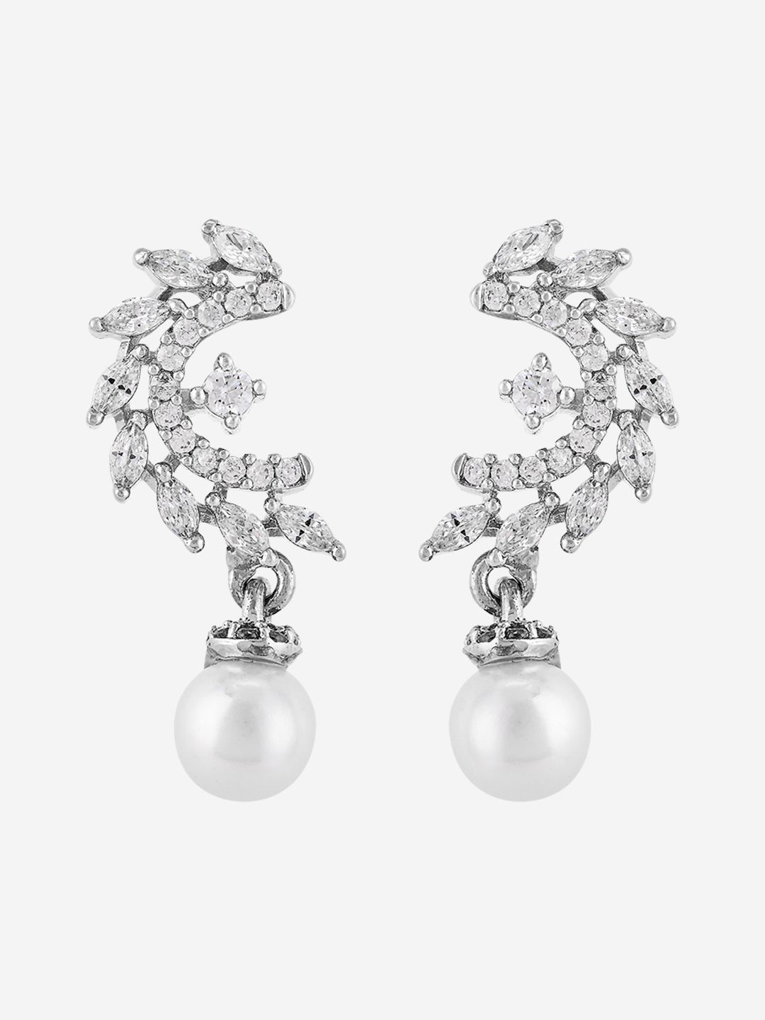 Kushal's Fashion Jewellery Rhodium-Plated Classic Zircon Studded Studs-picture-33