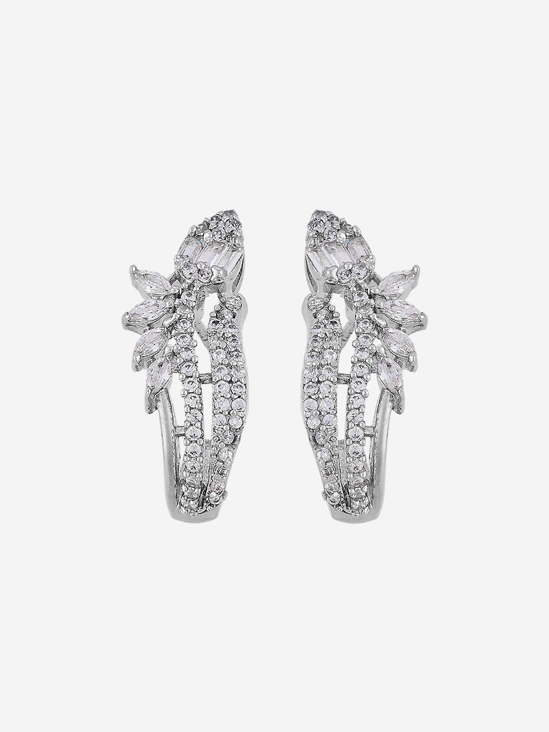 Kushal's Fashion Jewellery Rhodium-Plated Party Zircon Classic Half Hoop Earrings-picture-36