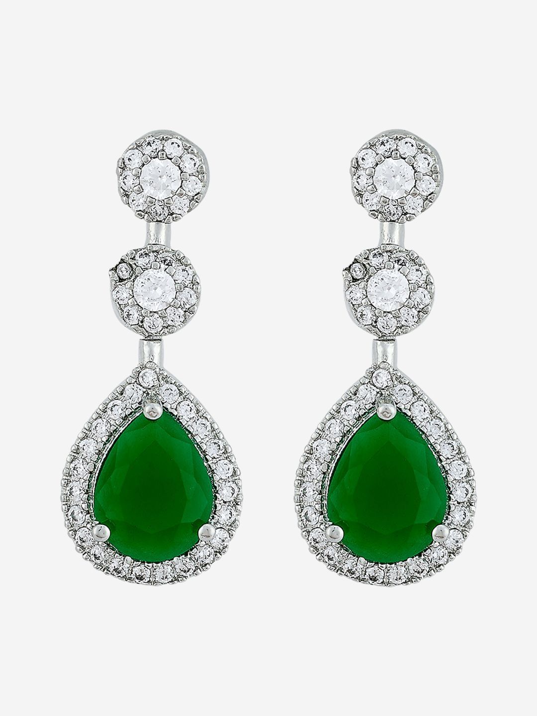 Kushal's Fashion Jewellery Rhodium-Plated Classic Zircon Studded Drop Earrings-picture-17