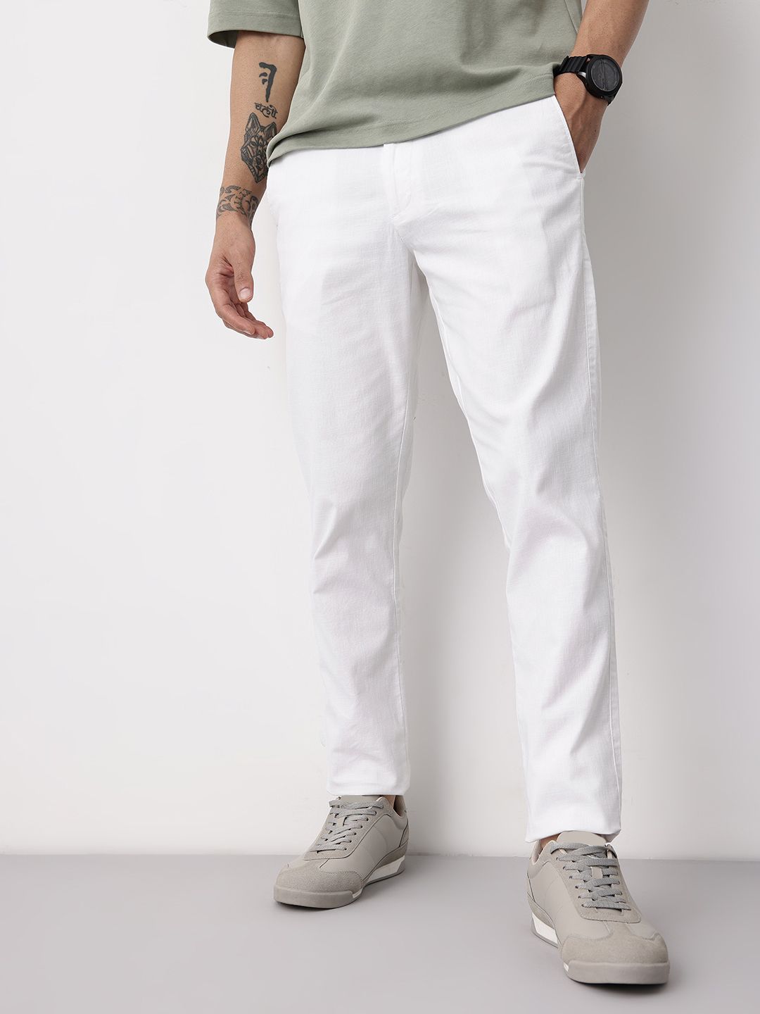 Mast & Harbour Men Cotton Linen Trousers-picture-29