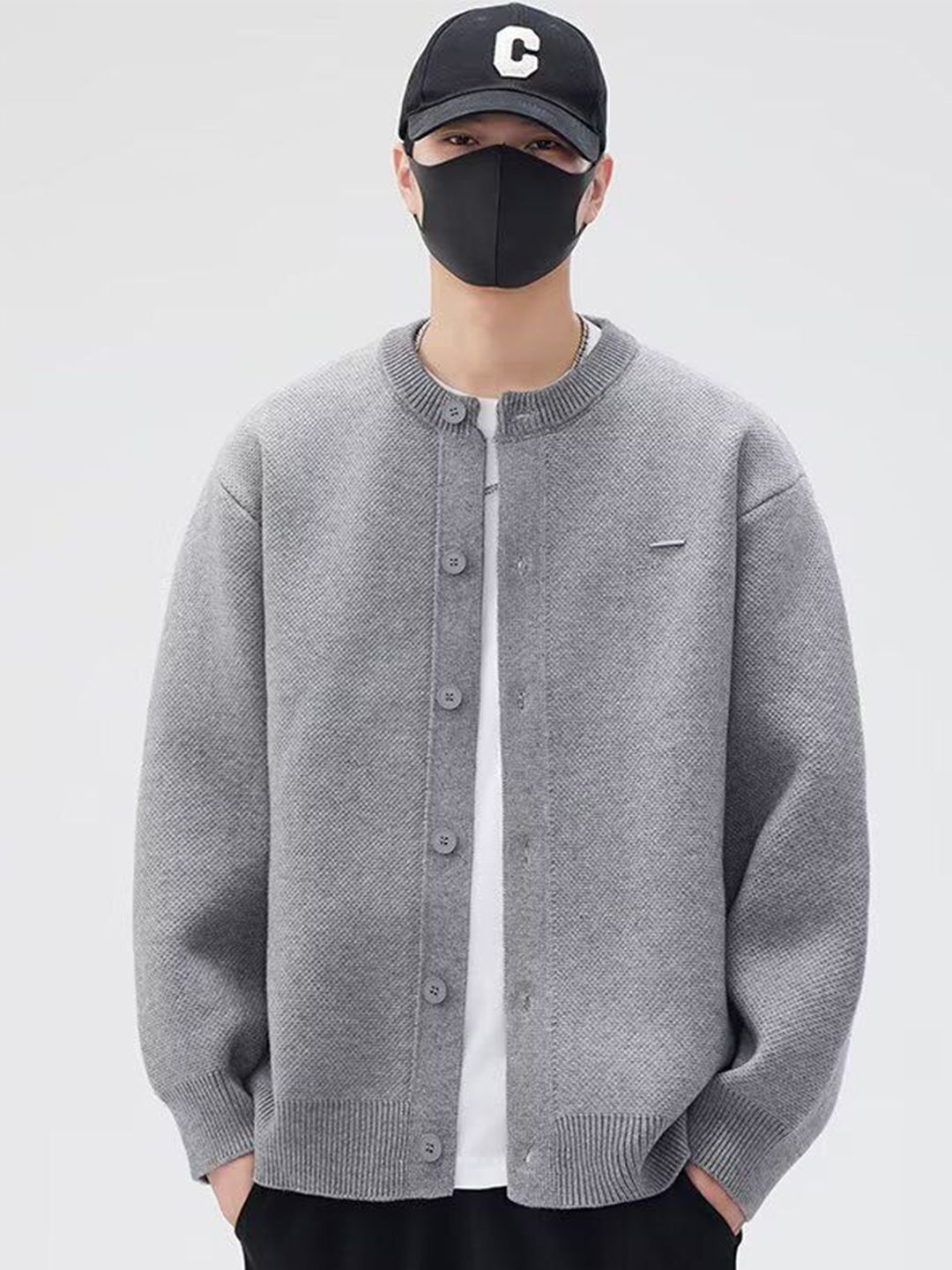 StyleCast Men Self Design Long Sleeves Mock Collar Cardigan-picture-15