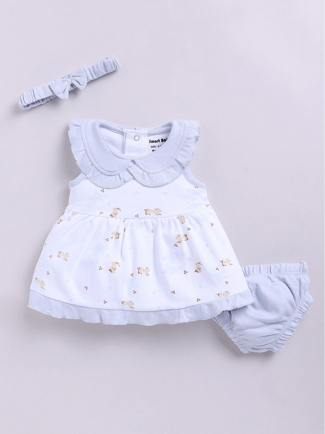 Smart Baby Girls Conversational Printed Round Neck Sleeveless Cotton Fit and Flare Dress-image-24