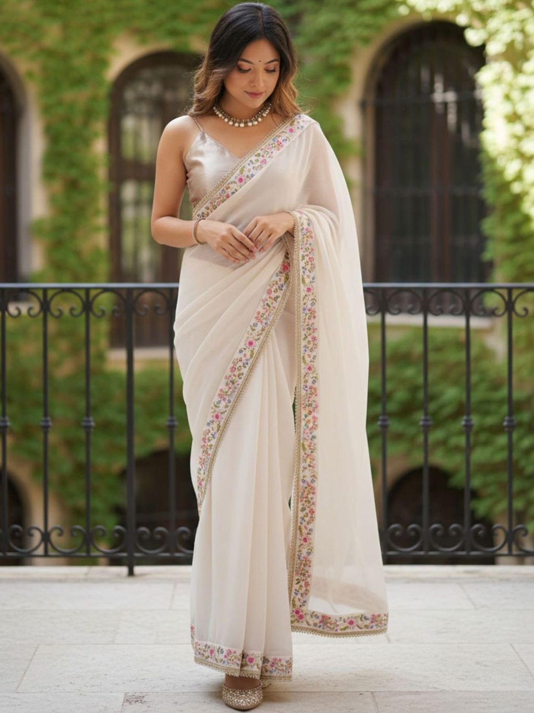 Anouk Floral Embroidered Poly Georgette Designer Saree-picture-31