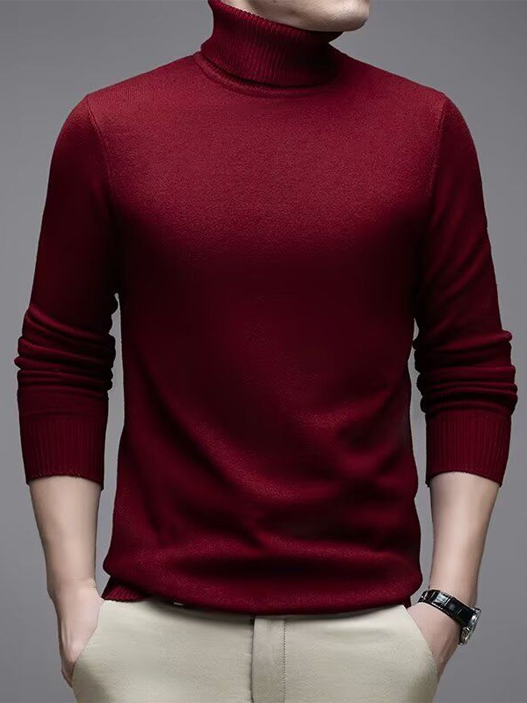 StyleCast Men Solid Long Sleeves High Neck Pullover-picture-55