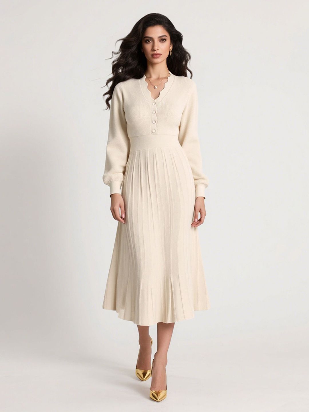 HERE&NOW Self Design A-Line Midi Dress-picture-17