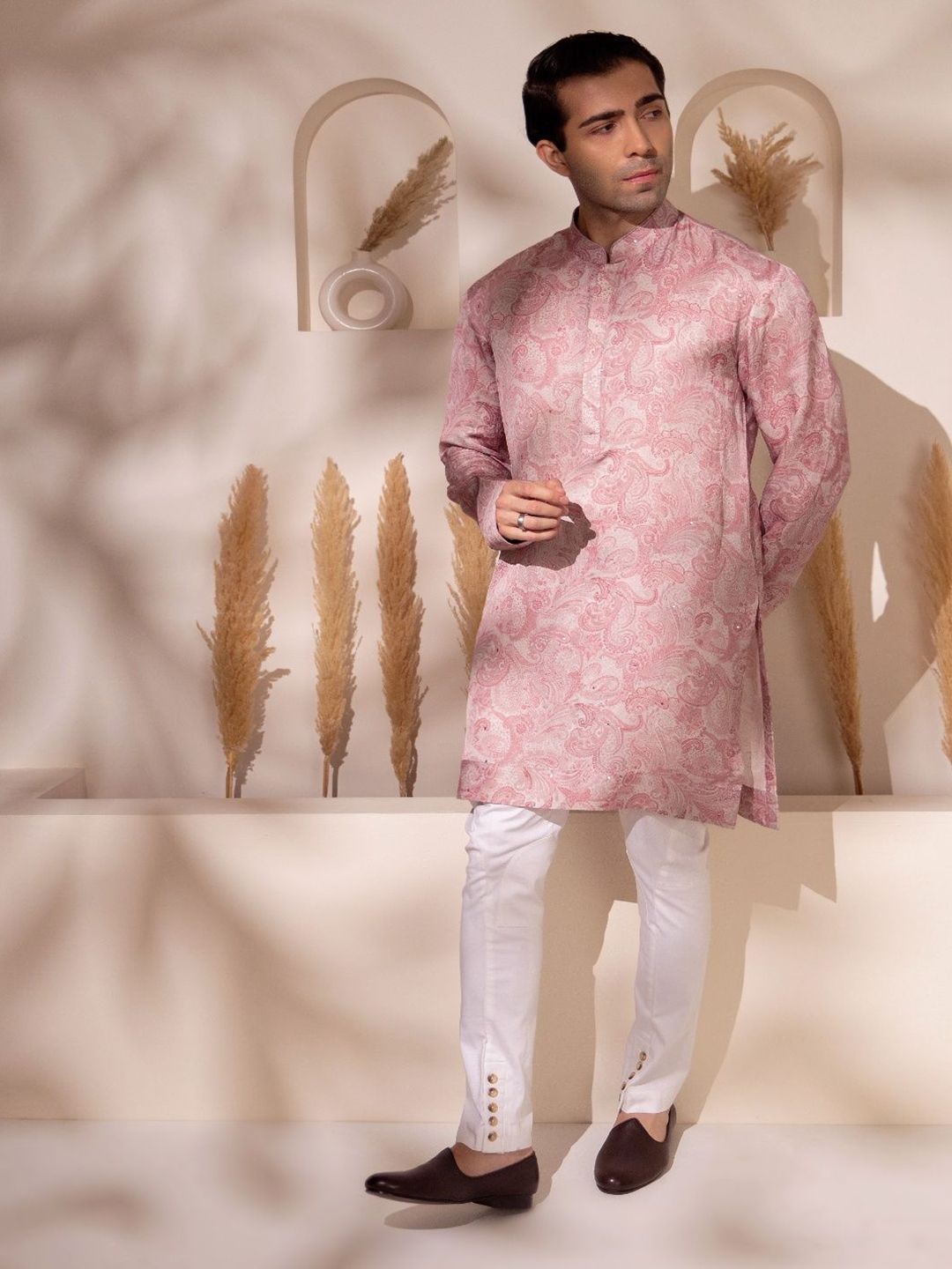 charchaand Ethnic Motifs Embroidered Mandarin Collar Thread Work Straight Kurta-picture-44
