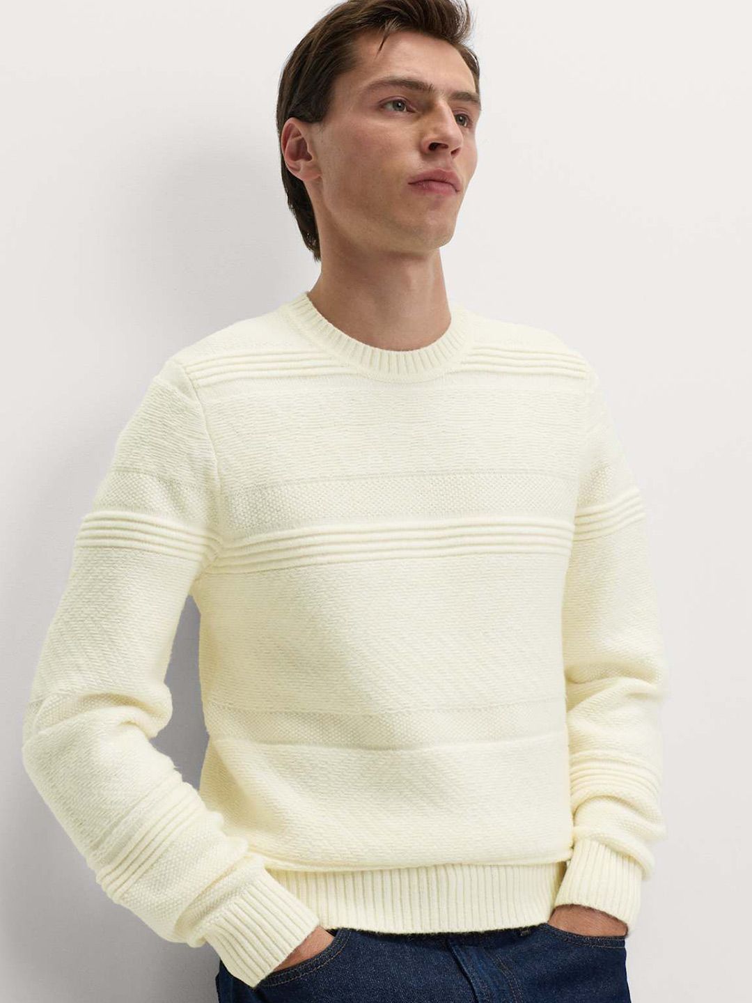 Marks & Spencer Men Self Design Round Neck Pullover Sweaters-picture-13