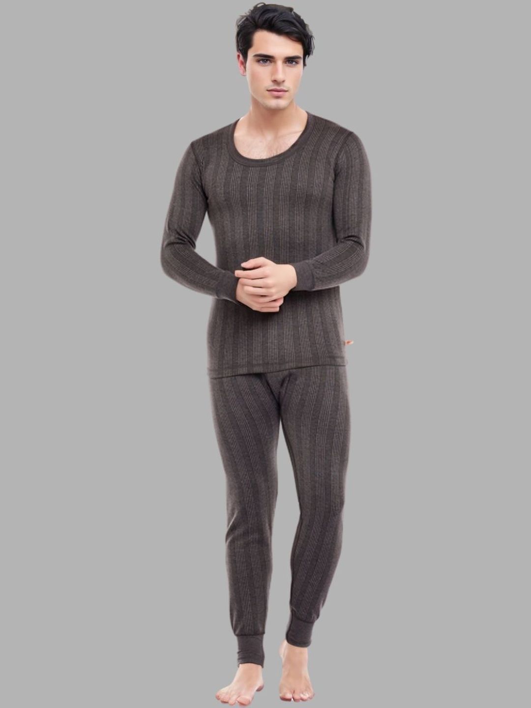MACK JONNEY Men Striped Winter Body Warmer Breathable & Quick-Drying Thermal Set-picture-14