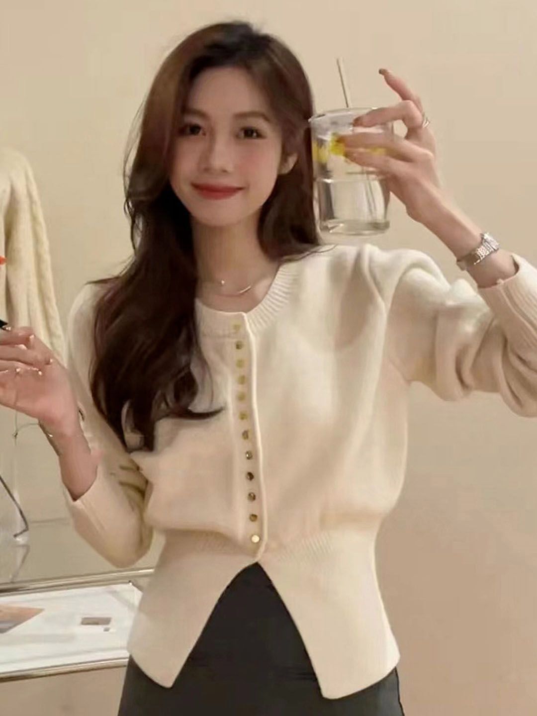 StyleCast Women Solid Round Neck Long Sleeves Cardigan-picture-37