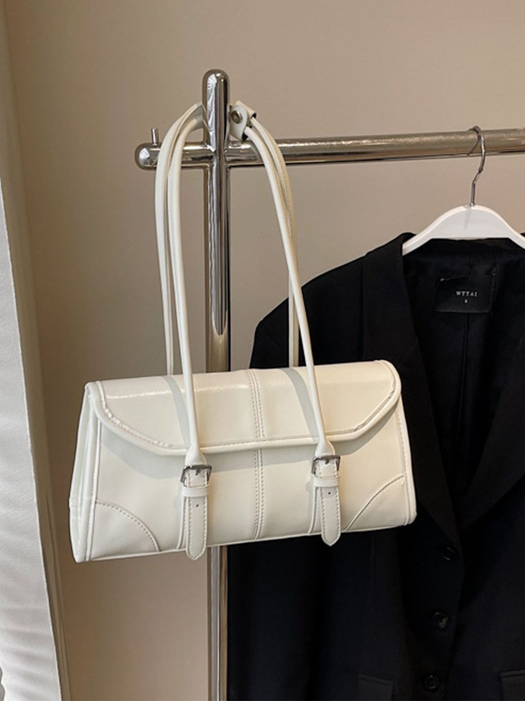 LULU & SKY Women Solid Structured Buckle Detail Shoulder Bag-picture-43