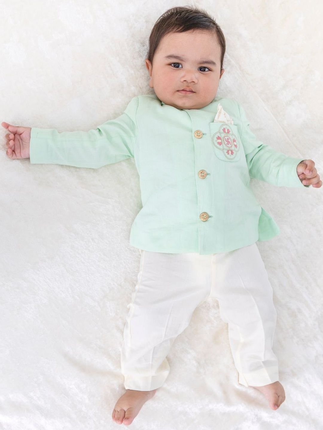 Tiber Taber Boys Ethnic Motifs Embroidered Regular Thread Work Pure Cotton Kurta with Pyjamas-picture-20