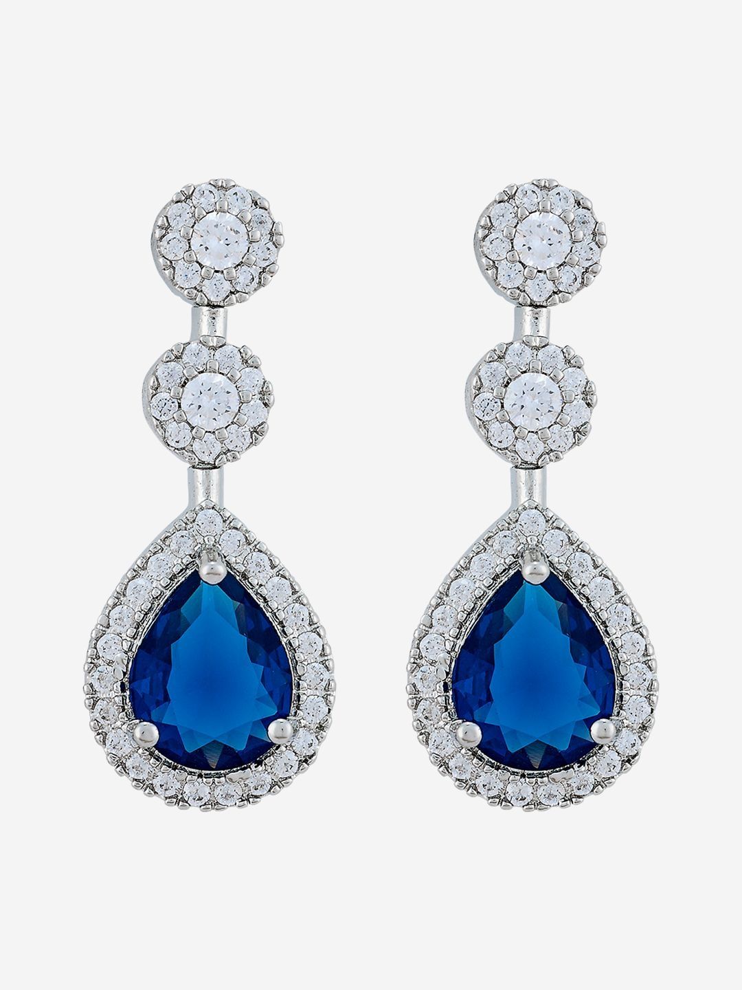 Kushal's Fashion Jewellery Rhodium-Plated Classic Zircon Studded Drop Earrings-picture-15