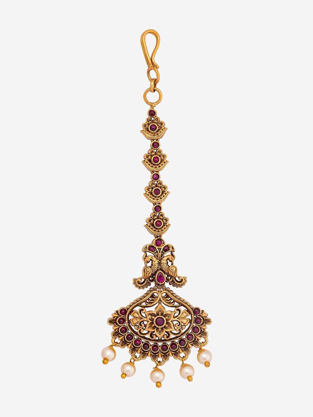 Kushal's Fashion Jewellery Gold-Plated Studded Maang Tikka Head Jewellery-picture-21
