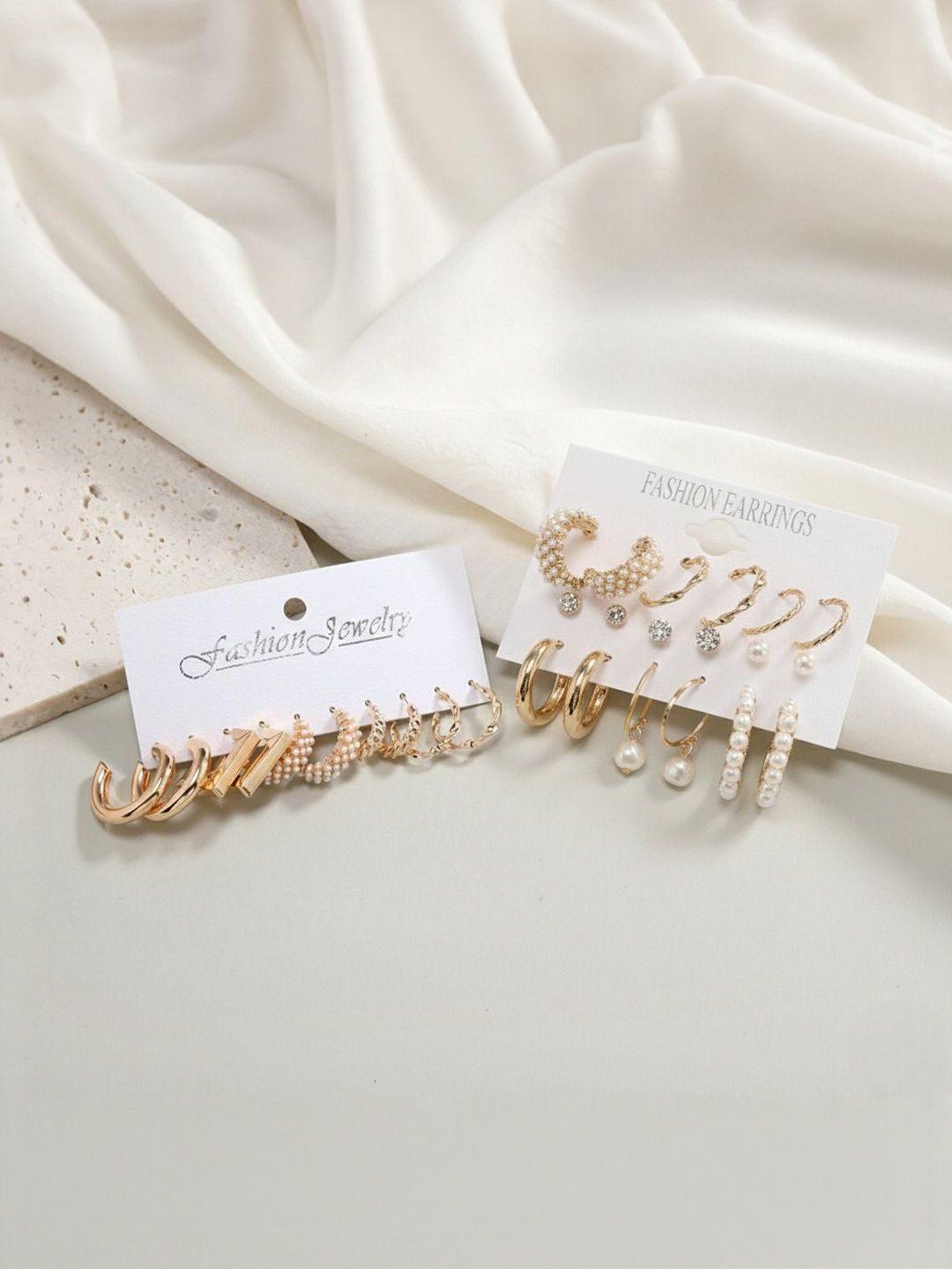 DressBerry Set Of 14 Gold-Plated Circular Shaped Hoop Earrings-picture-31