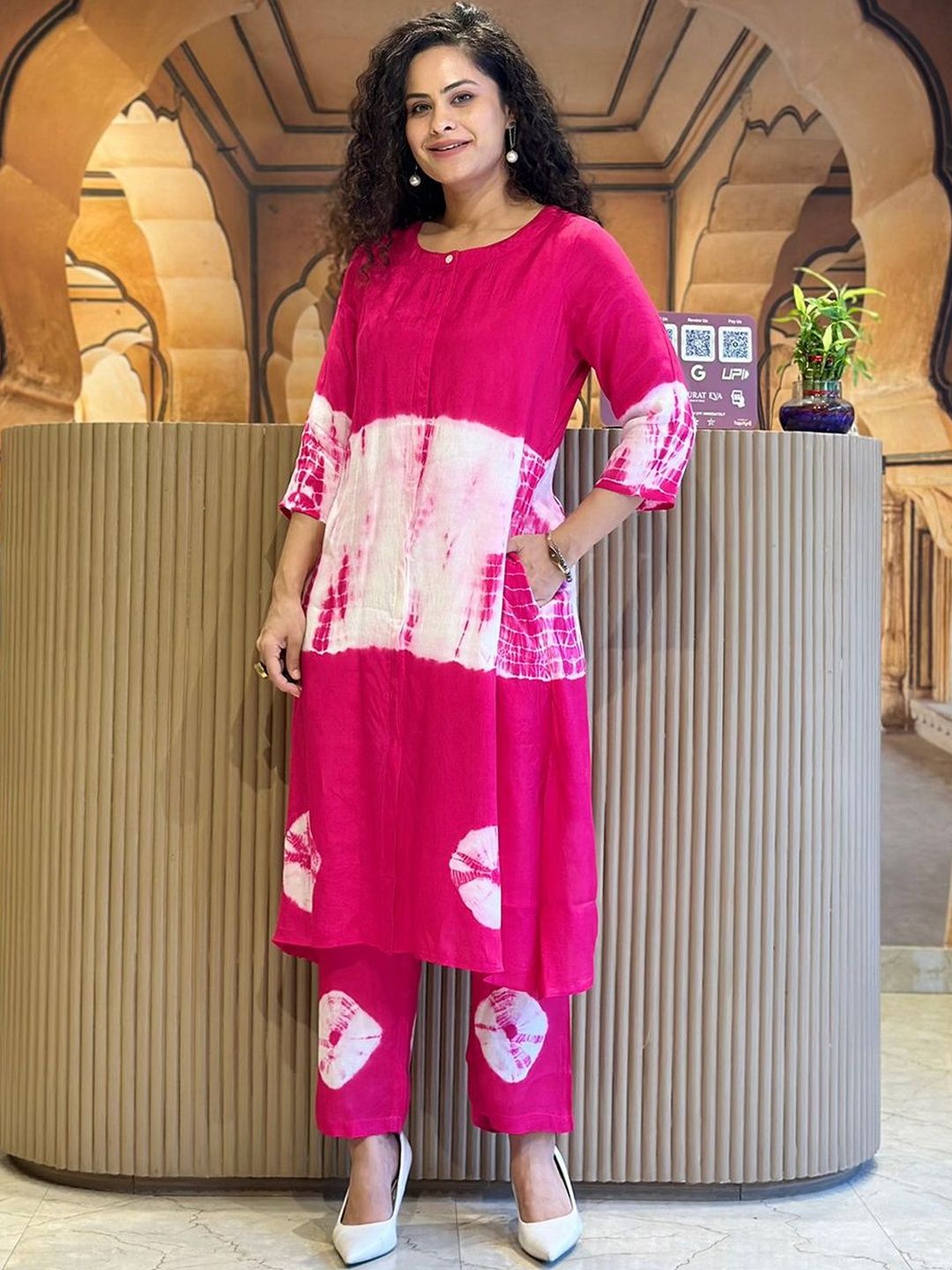 KALINI Women Bandhani Dyed Regular Kurta with Trousers-picture-34