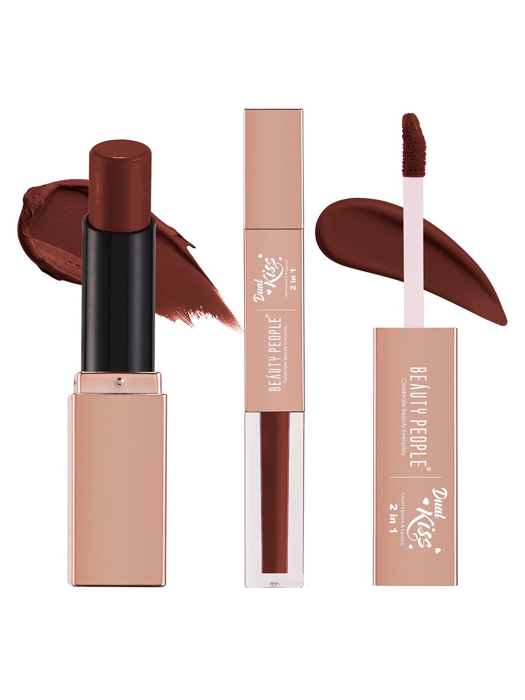 Beauty People Dual Kiss 2-In-1 Matte Liquid Lipstick- 3.8 g + 4 ml- Cocoa Kiss-picture-14