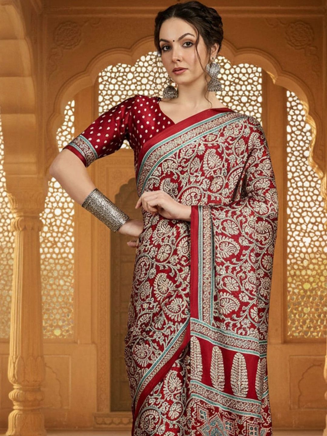 Anouk Rustic Paisley Pure Crepe Block Print Saree-picture-35