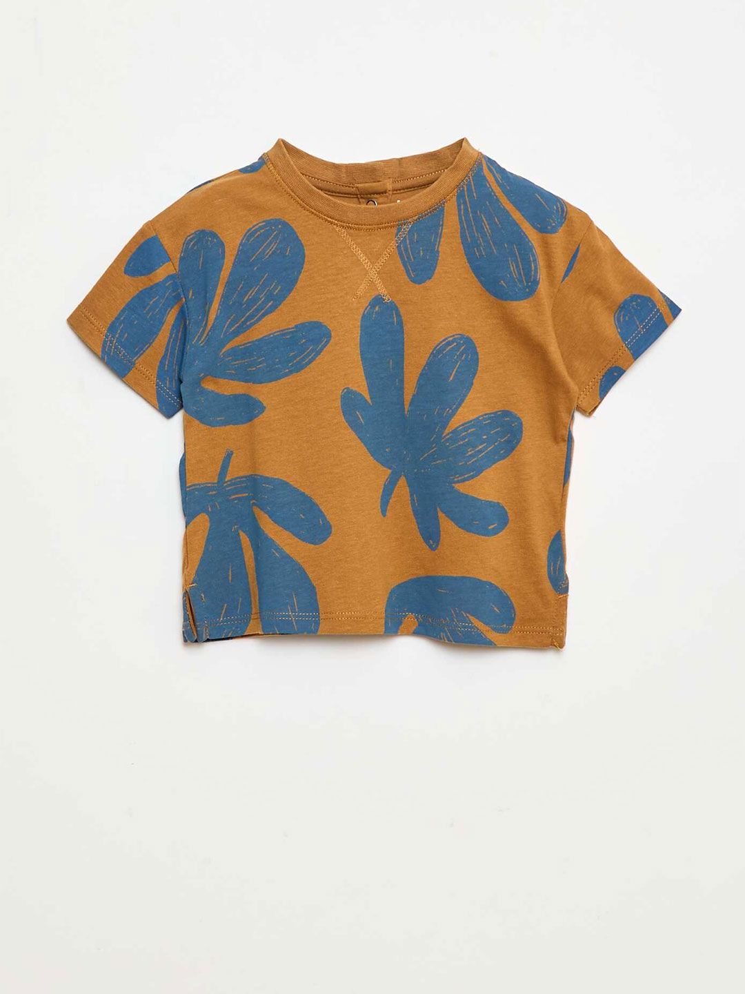 KIABI Boys Regular Fit Floral Printed Short Sleeves Pure Cotton Tshirts-picture-33