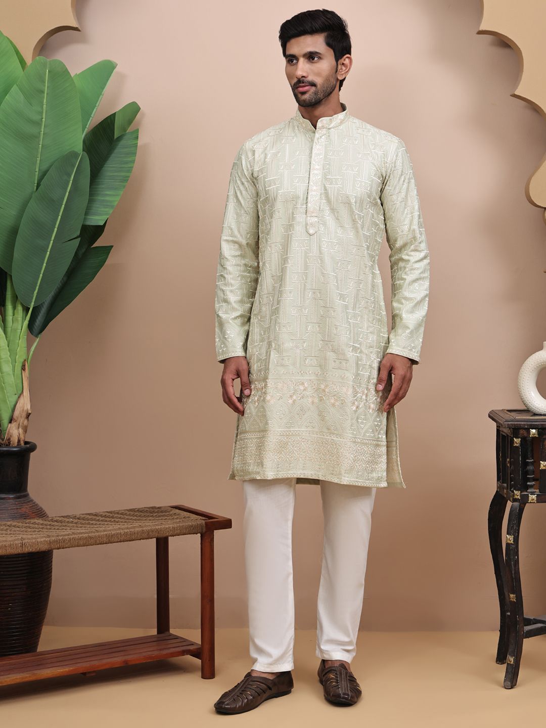 RANGKALP Men Ethnic Motifs Embroidered Thread Work Kurta-picture-54