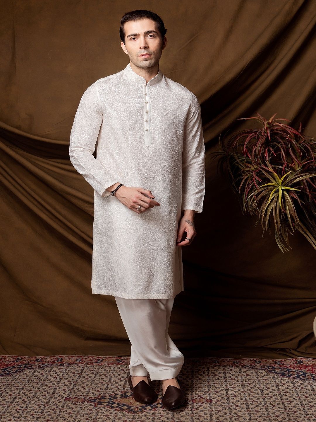 charchaand Ethnic Motifs Embroidered Mandarin Collar Thread Work Straight Kurta-picture-29