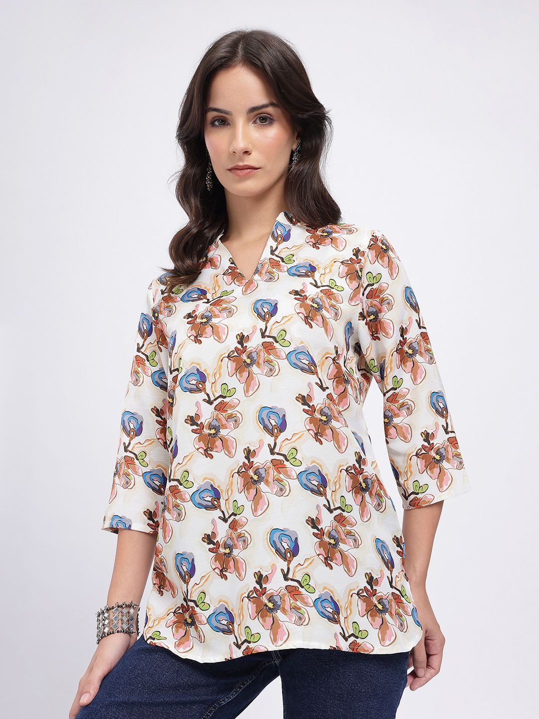 Anouk Rustic Mandarin Collar Geometric Print Straight Kurti-picture-29