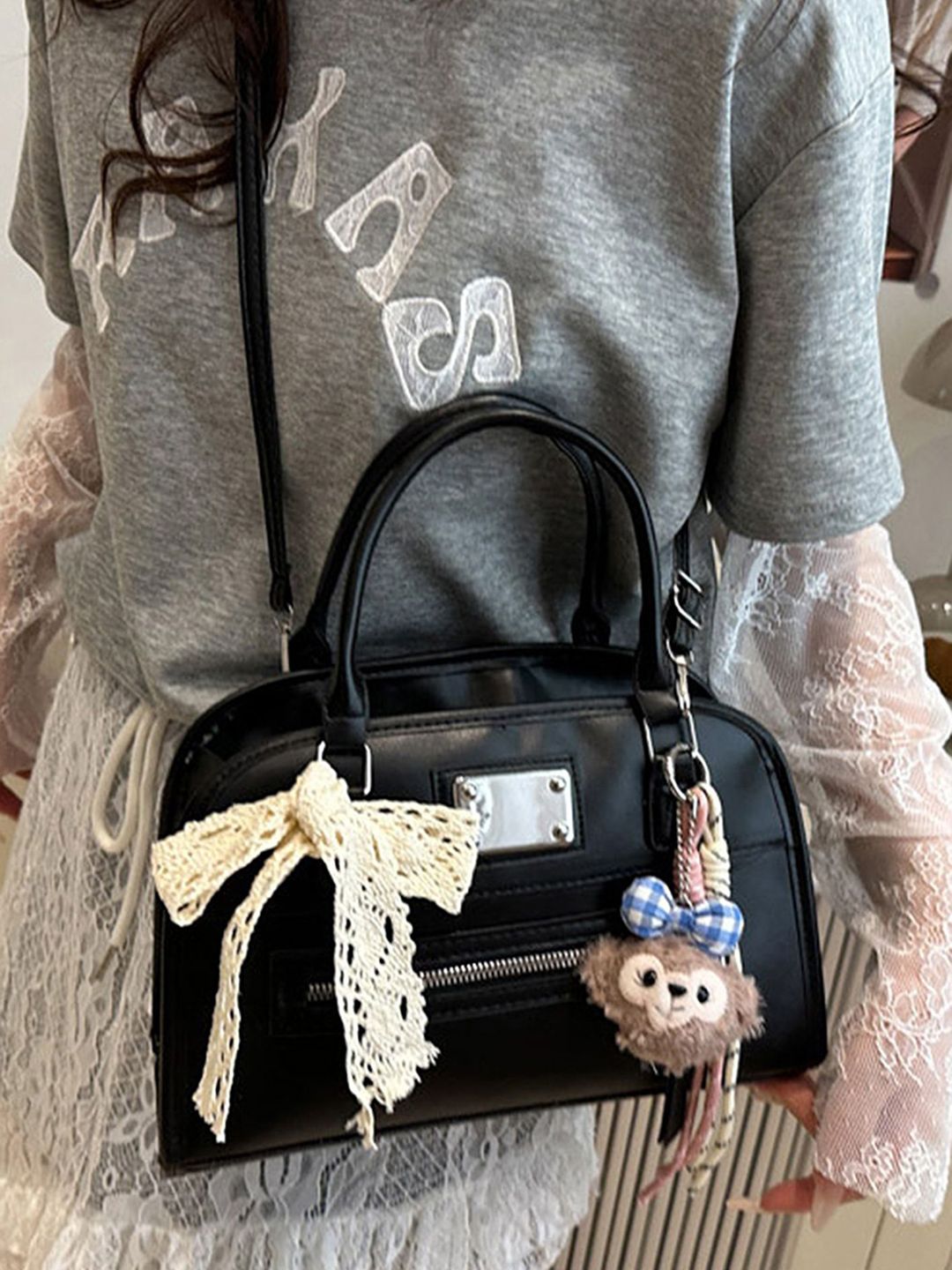 LULU & SKY Women Solid Structured Bow Detail Handheld Bag-image-28
