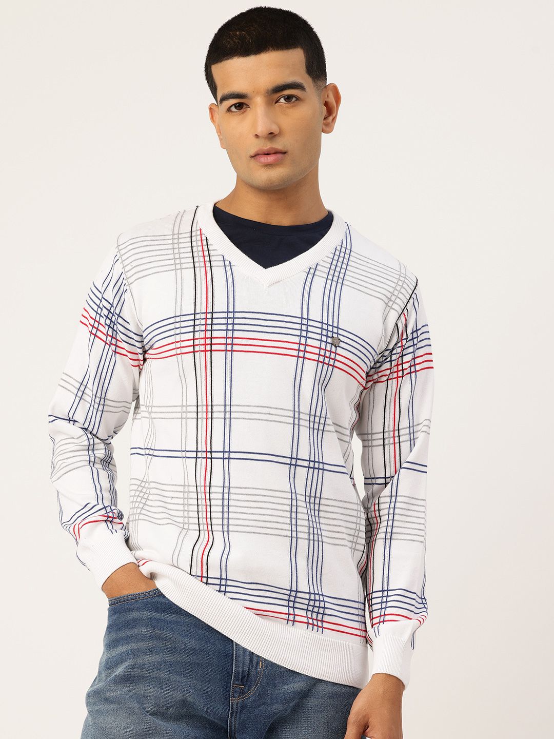 Monte Carlo Checked Self Design Pullover-picture-39