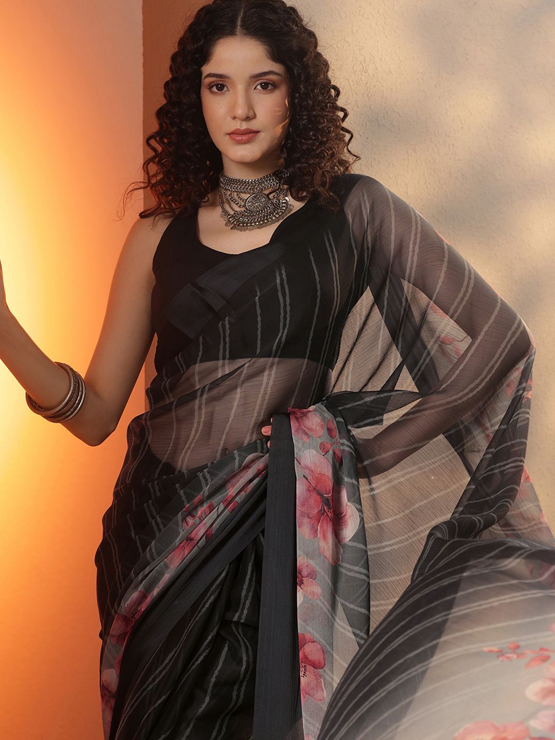 Libas Floral Silk Blend Saree-picture-30