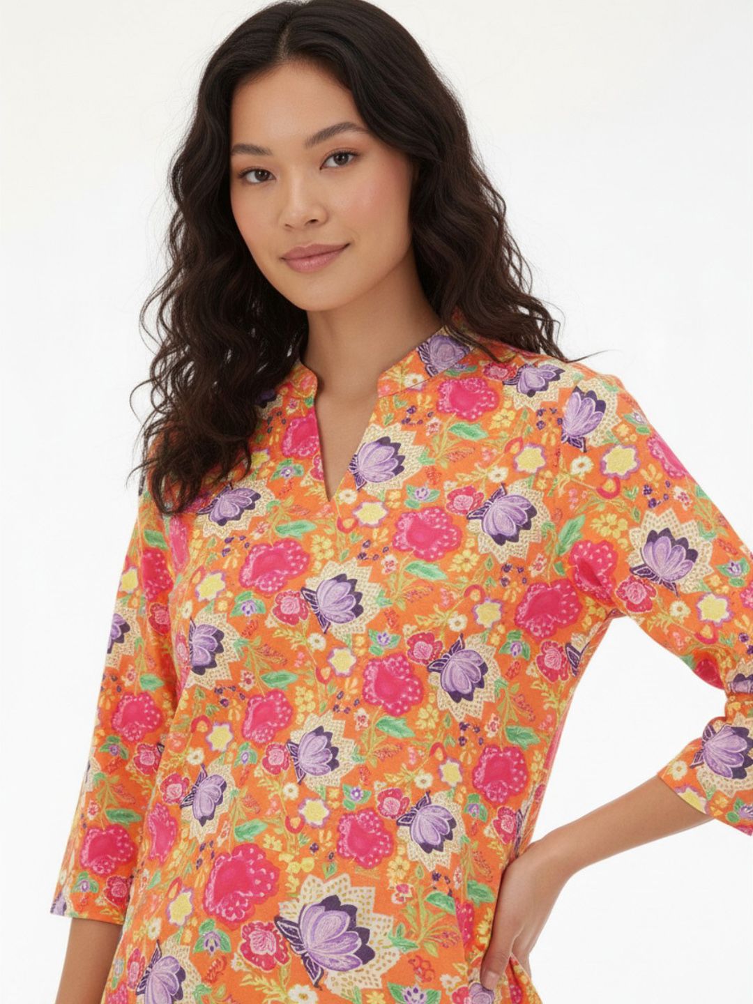 Anouk Rustic Floral Printed Mandarin Collar Kurti-image-18