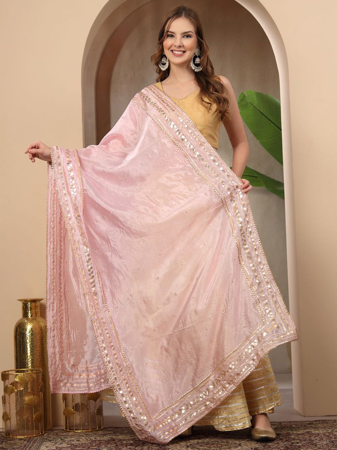Clora Creation Ethnic Motifs Embroidered Dupatta with Gotta Patti-picture-12