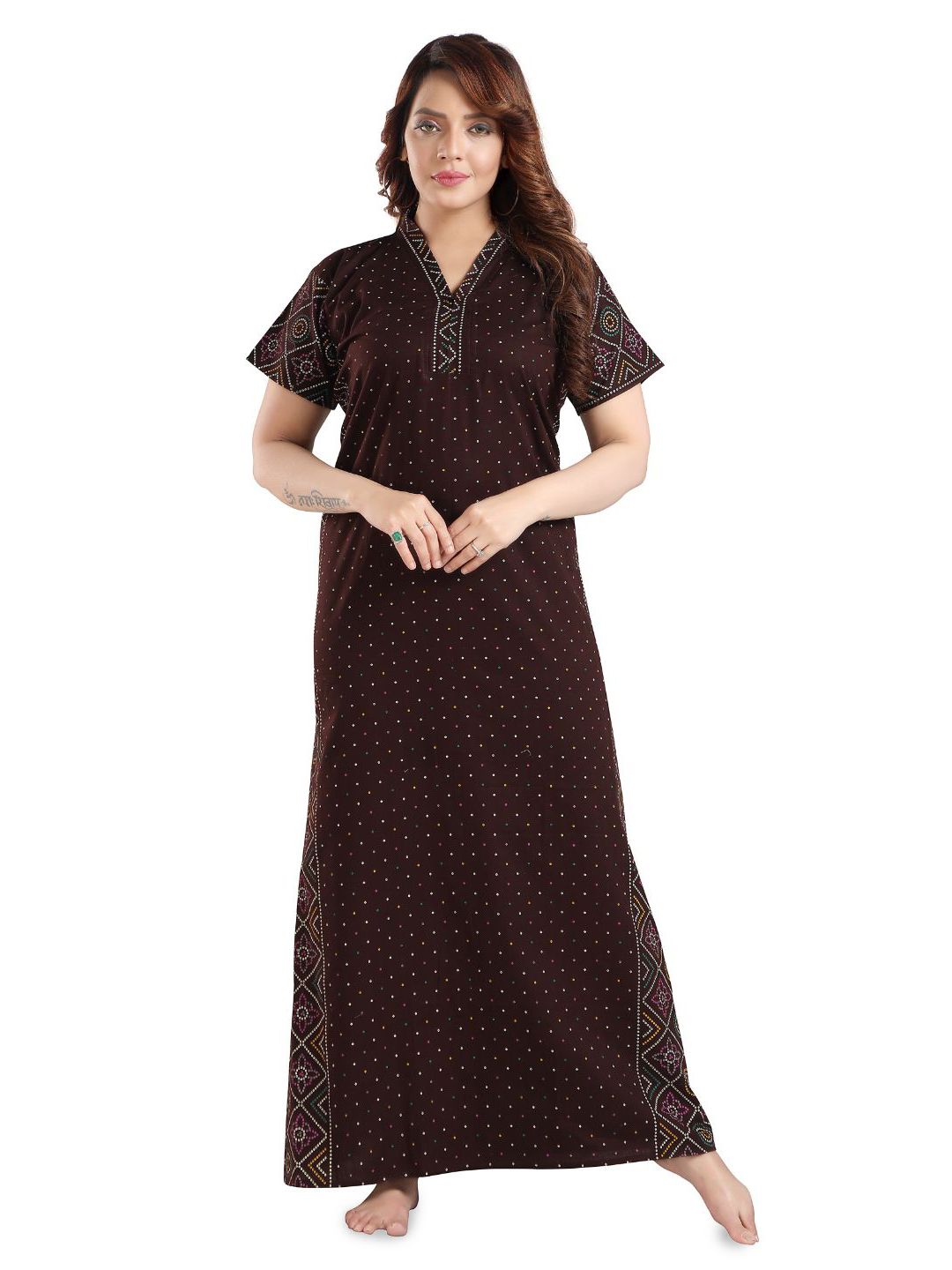 TRUNDZ Printed V-Neck Maxi Nightdress-picture-22