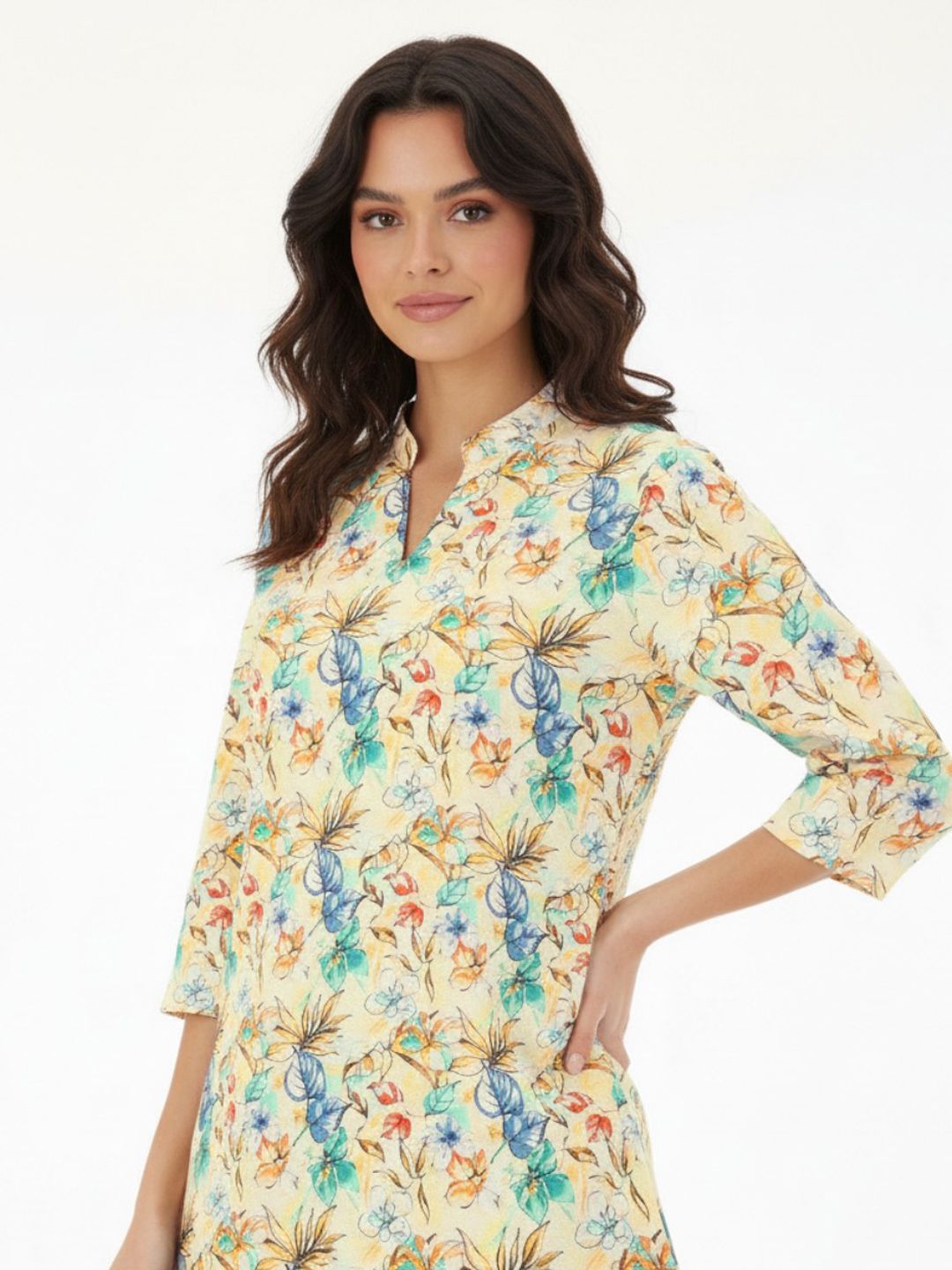Anouk Rustic Floral Printed Mandarin Collar Kurti-image-35