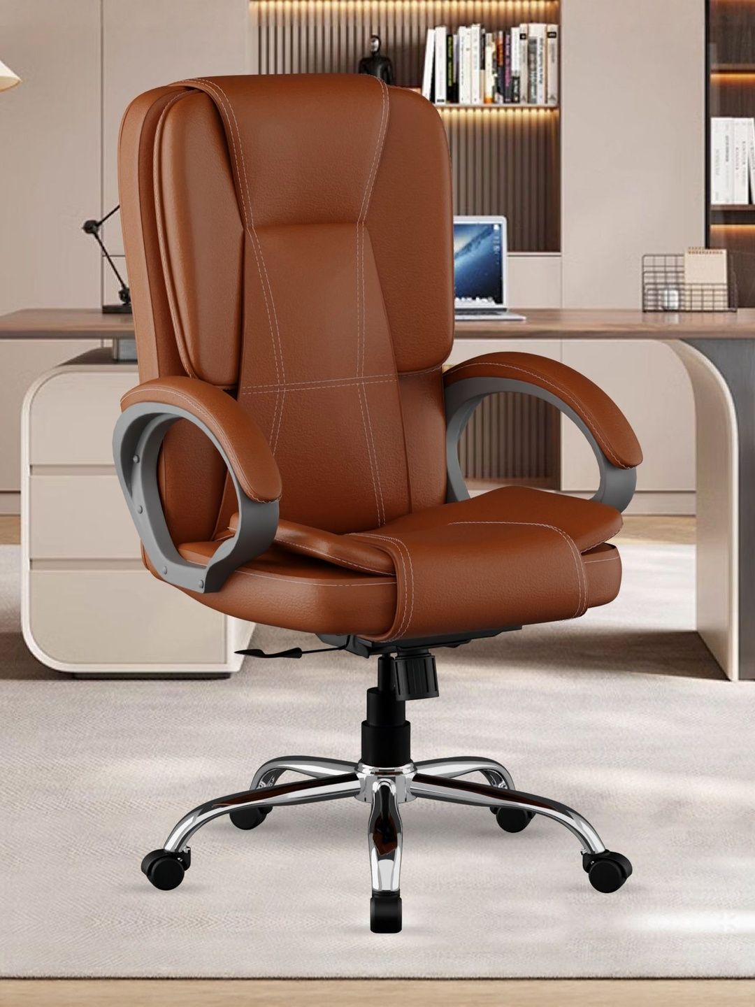 FUGO Tan & Grey High Back Study Arm Chair-picture-17