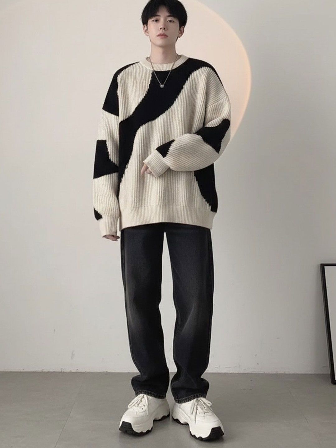 HERE&NOW Men Colourblocked Woollen Pullover