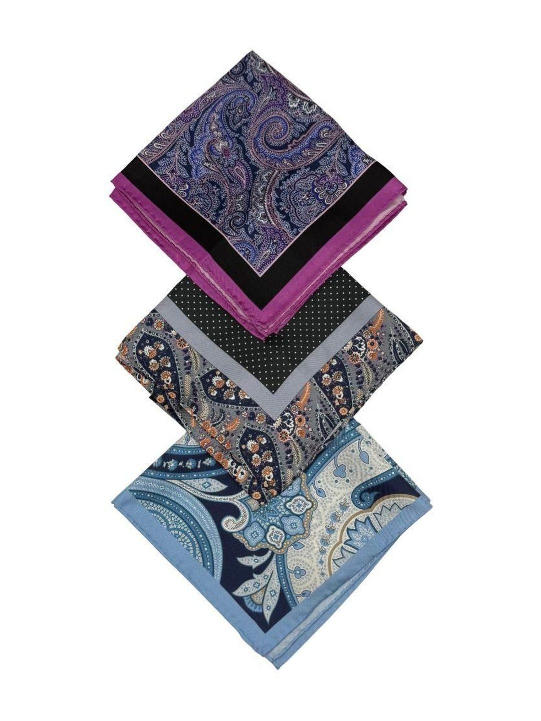 The Tie Hub Set Of 3 Men Printed Silk Pocket Squares-picture-16