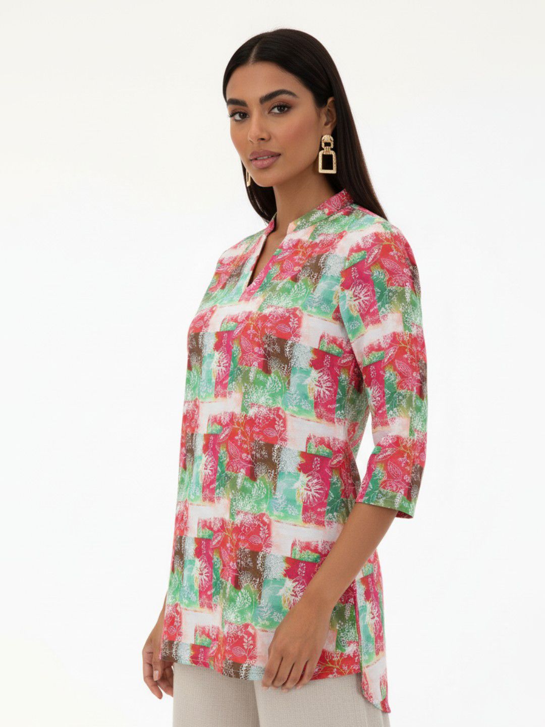 Anouk Rustic Floral Printed Mandarin Collar Straight Kurti-picture-48