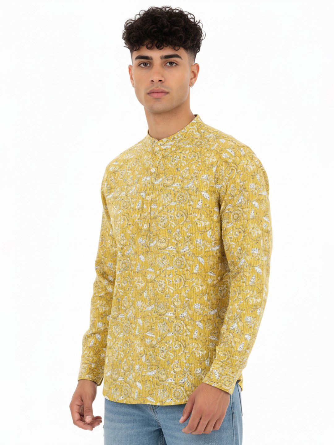 Anouk Rustic Floral Printed Band Collar Straight Kurta-picture-57