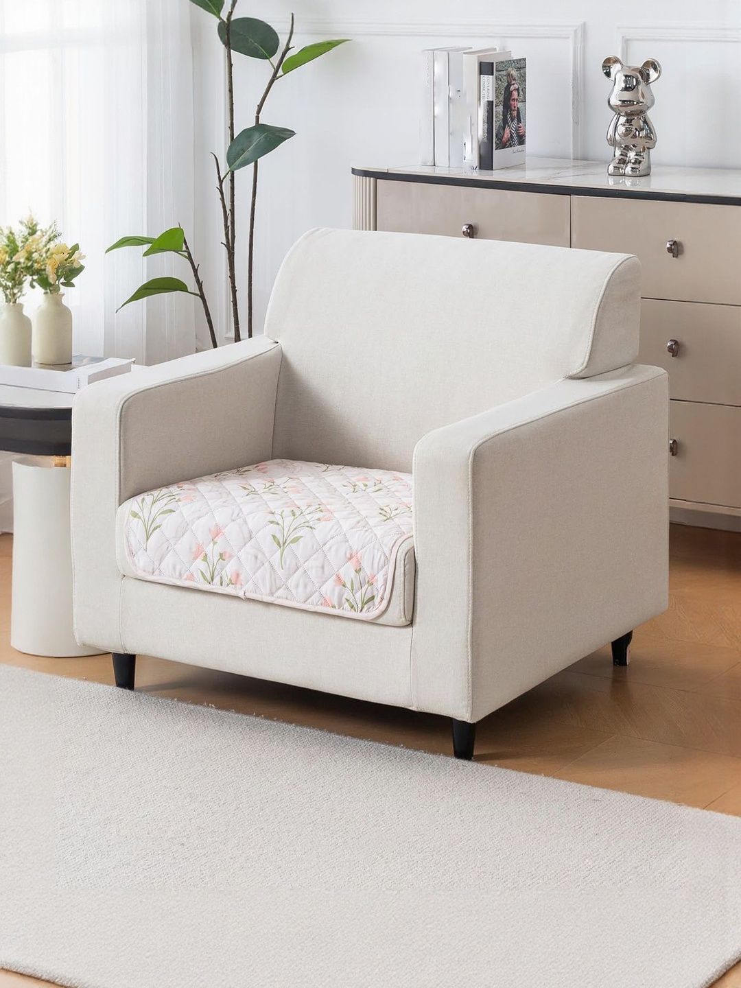 HOUSE OF QUIRK Cream-Coloured & Green Printed Other Sofa Mat 80x60 CM-picture-44