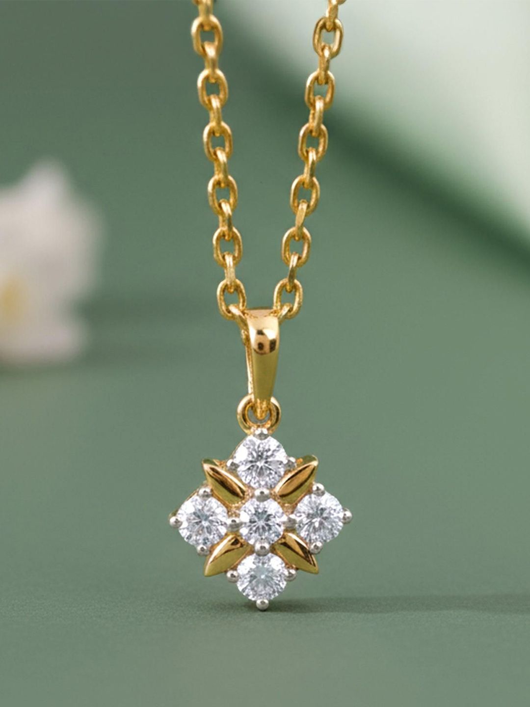 GIVA Women 9Kt Gold Glint Pendant With 0.3 Ct Lab Grown Diamond - 0.81g-image-36
